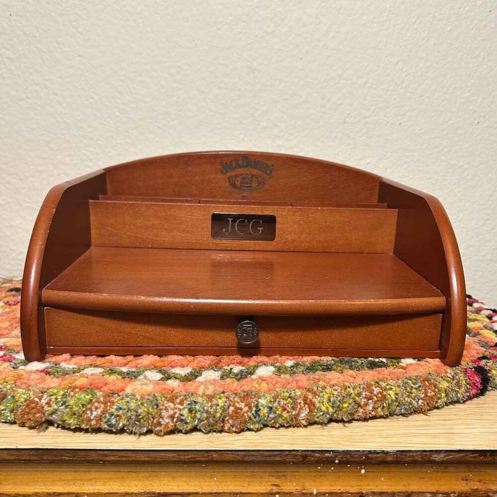 Mid-Century Jack Daniel's Wooden Dresser Top Organizer